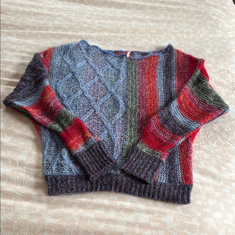 Free People Blue and Red Sweater